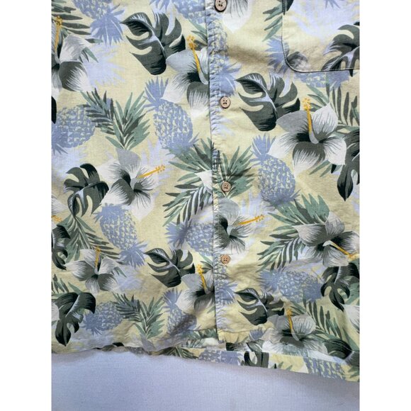 Cherokee Waikiki Hawaiian Button-Up Shirt Size XL Green Short Sleeve Tropical - Picture 8 of 13